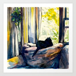 Afternoon (with cat) Art Print