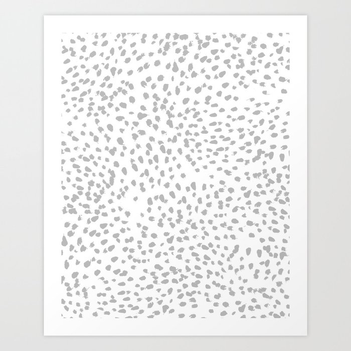 grey spots minimalist decor modern gifts grey and white polka dot brushstroke painting Art Print