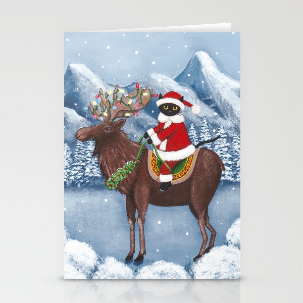 Christmas Cat and Moose Stationery Cards