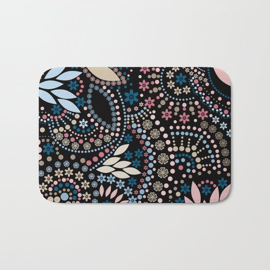 Abstract pattern with beads on black Bath Mat