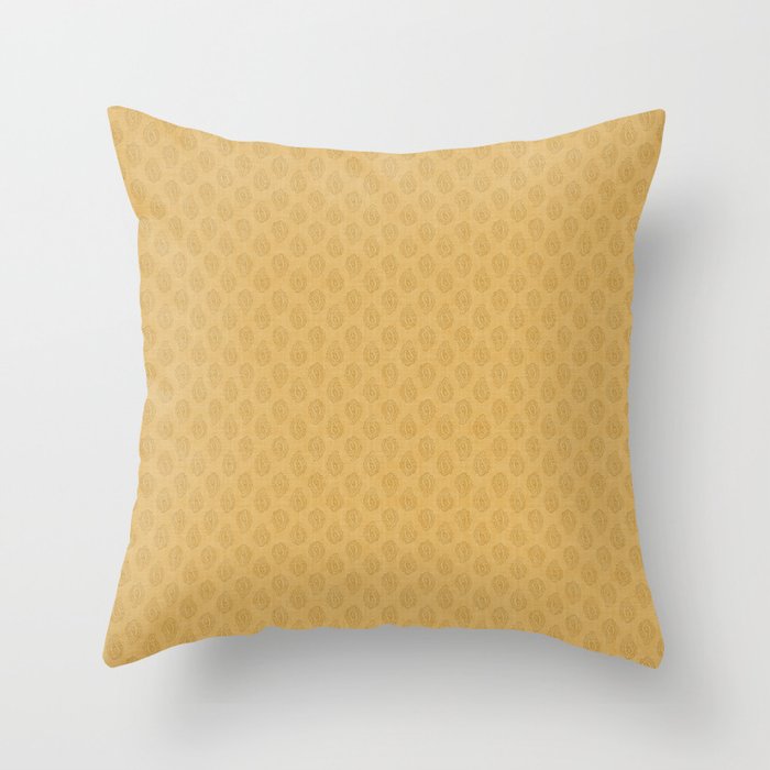 Mustard Yellow Paisley Boho Vintage Throw Pillow