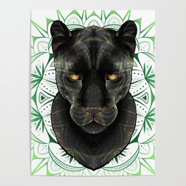 Black Jaguar Mandala Poster
