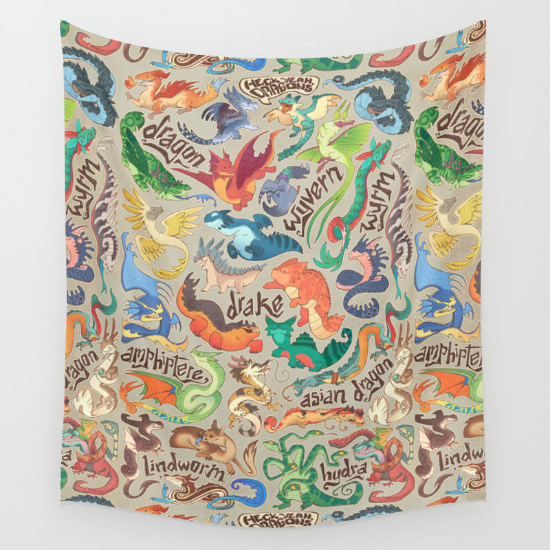 Society6 Mini Dragon Compendium by Colordrilos on Cotton Standard Set of 2 Pillow Sham 