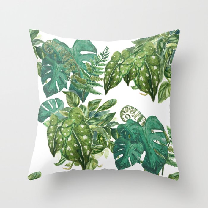 A Pattern of Boho Plants Throw Pillow