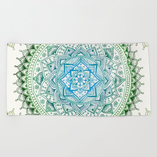 Forest Colours Flower Mandala Beach Towel