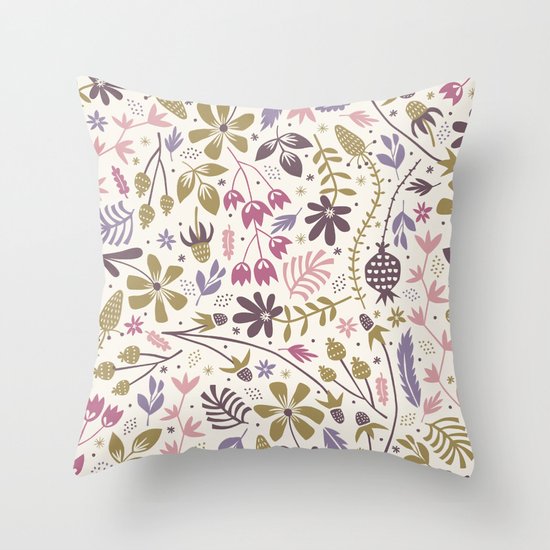 Vintage Blooms Throw Pillow