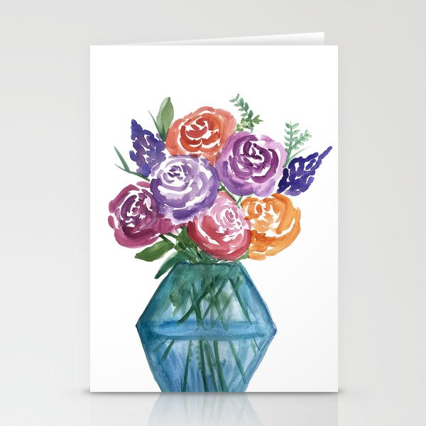 Watercolor Flowers Stationery Cards