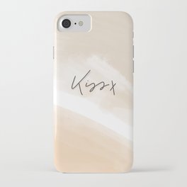 Kiss x | abstract watercolor,  neutrals, beige, peachy, apricot and typography iPhone Case