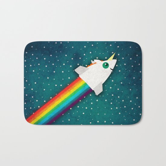 Unicorn Rainbow Rocket Bath Mat