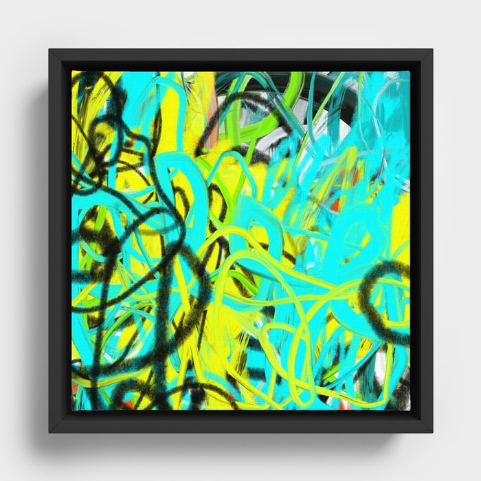 Abstract expressionist Art. Abstract Painting 96. Framed Canvas
