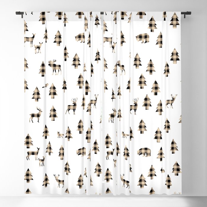 Woodland Pattern Brown Buffalo Plaid Blackout Curtain By Jsdavies