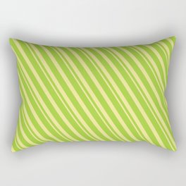 [ Thumbnail: Green & Tan Colored Lined/Striped Pattern Rectangular Pillow ]