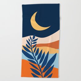 Moon and Night Bloomer Mountain Landscape Beach Towel