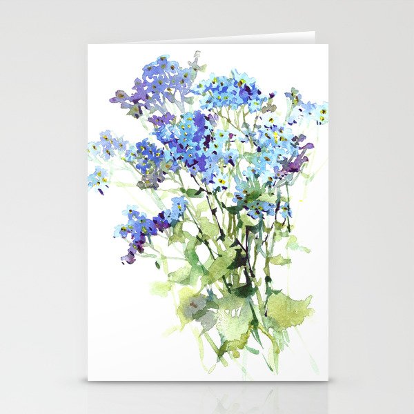 Forget Me Not Watercolor Aquarelle Flowers Stationery Cards By Maryami Society6
