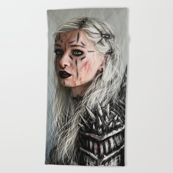 Alone but Free: Medieval Portrait of a Goth Girl Beach Towel