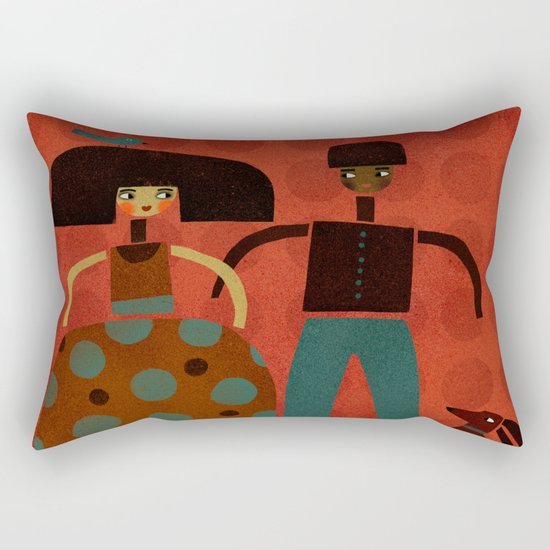 COUPLE & DOG & BIRD Rectangular Pillow