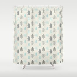 Christmas Pattern Soft Retro Tree Snowflake Shower Curtain