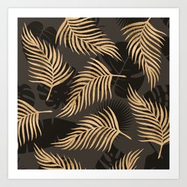 Brown Palm Leaf Pattern 01 Art Print