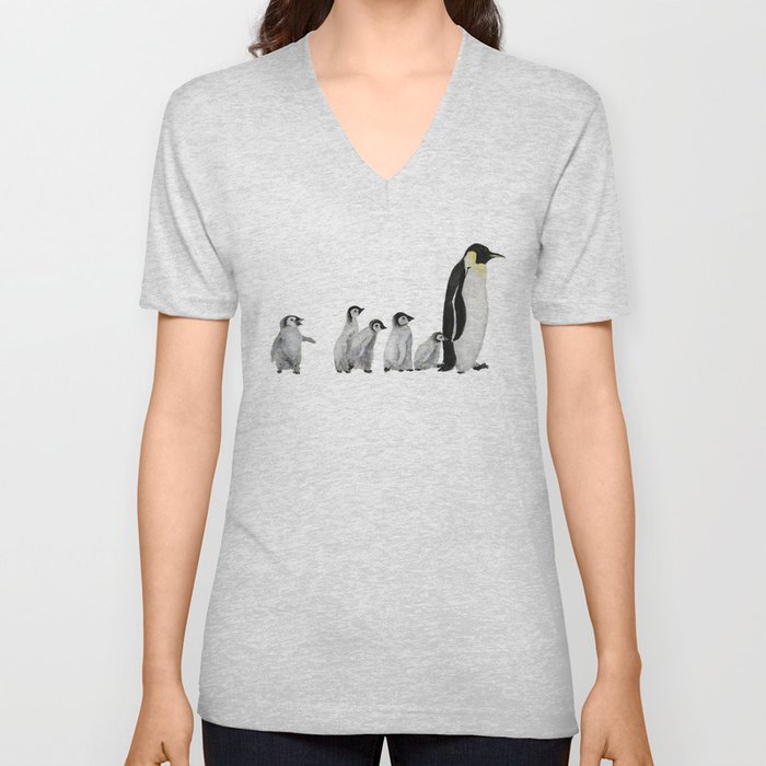 Little penguin says NO I am not going with you V Neck T Shirt