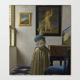 Johannes Vermeer - Lady Standing at a Virginal Canvas Print