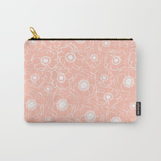 Blush Flowers cute boho modern floral pattern print spring summer garden nature love monochrome Carry-All Pouch