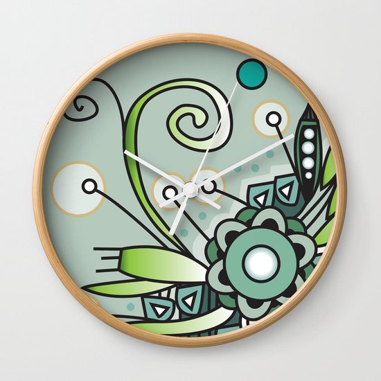 Ornate square zentangle, Jade Color Wall Clock