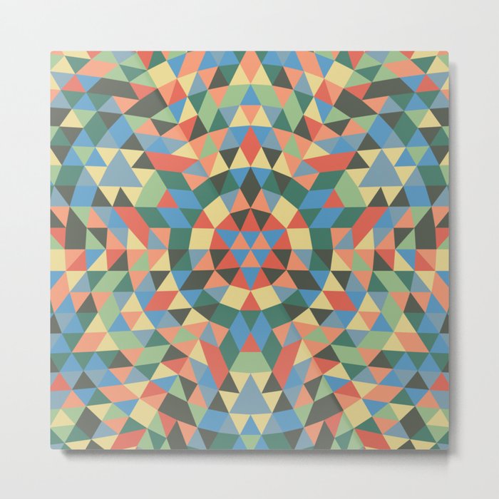 Triangle Kaleidoscope Mandala Metal Print