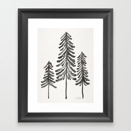 Pine Trees – Black Ink Framed Art Print