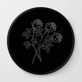 Black & White Flowers Wall Clock