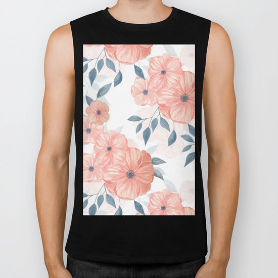 Seamless watercolor floral illustration. Biker Tank