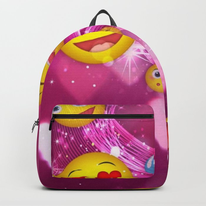 Pink emoji face cartoon animations Backpack by omar2000 | Society6