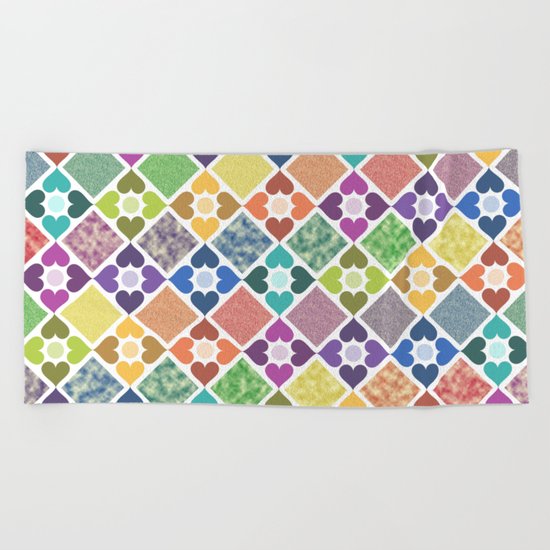 Colorful Floral Pattern III Beach Towel