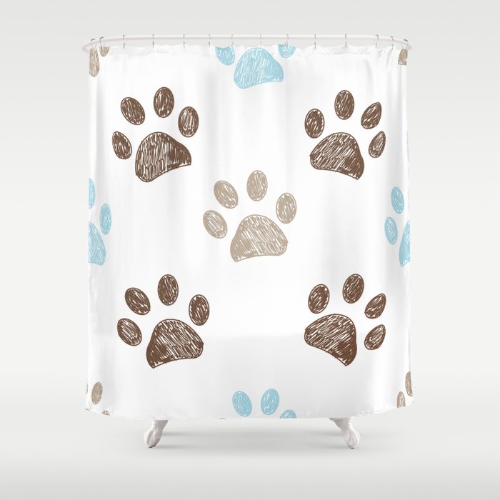 Blue And Brown Paw Print Shower Curtain By Gulsengunel Society6