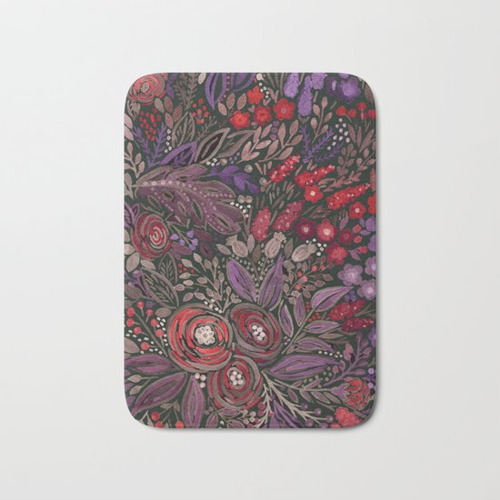 Watercolor floral illustration Bath Mat