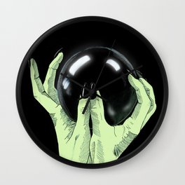 Crystallomancy Wall Clock | Magic, Sphere, Gothic, Hands, Esoteric, Witch, Fortuneteller, Crystalball, Mistery, Drawing 