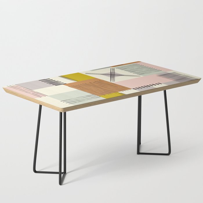 Abstract Collage Art Stripes Pastel Colors Coffee Table