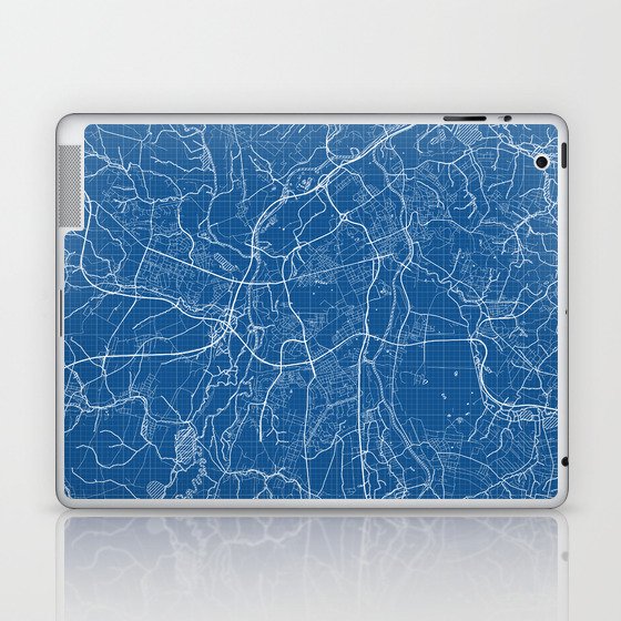 Ostrava City Map of Czech Republic - Blueprint Laptop & iPad Skin