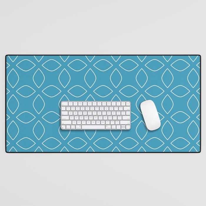 Blue Leaf Flower Pattern Desk Mat