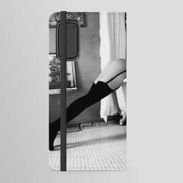 Head Over Heals - Female in Stockings in Vintage Parisian Bathtub black and white photography - photographs wall decor Android Wallet Case