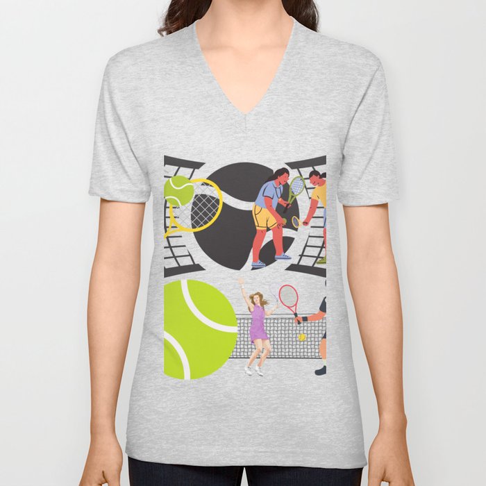 Tennis In The Summer V Neck T Shirt