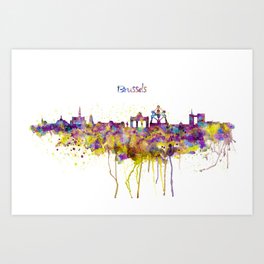 Brussels Skyline Silhouette Art Print