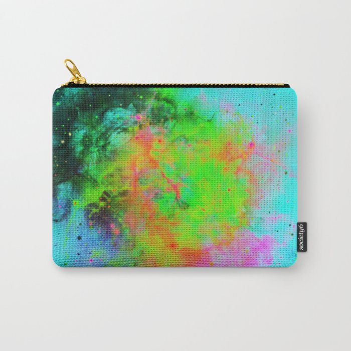 Colour Magic - Abstract painting in cyan, blue, yellow, black and green Carry-All Pouch