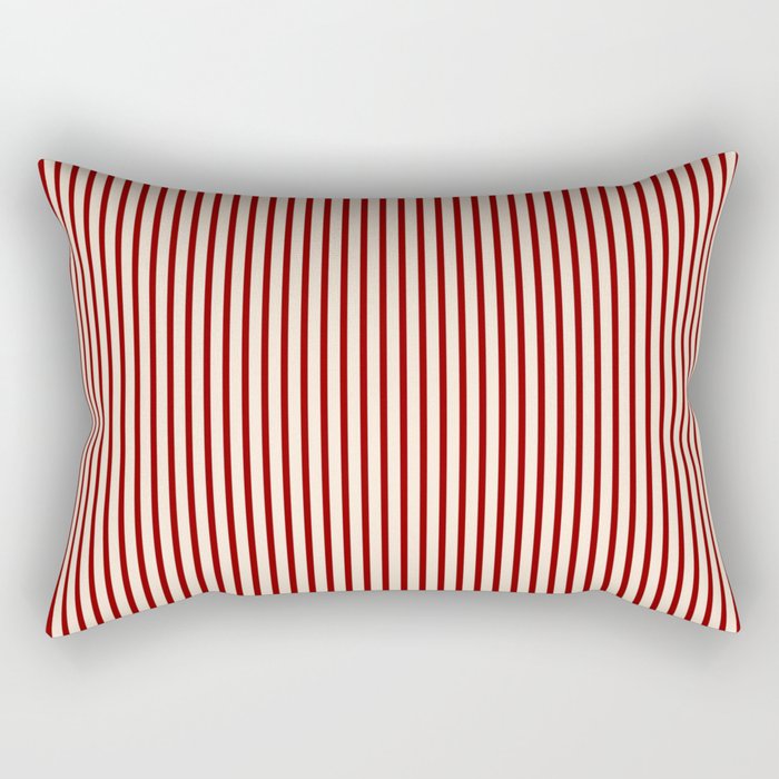 Beige and Dark Red Colored Pattern of Stripes Rectangular Pillow