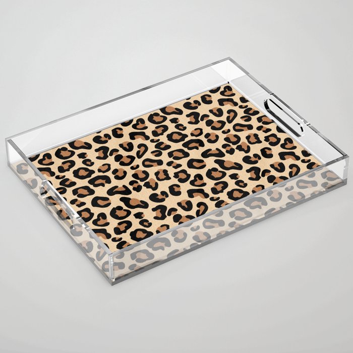 Leopard Print, Black, Brown, Rust and Tan Acrylic Tray