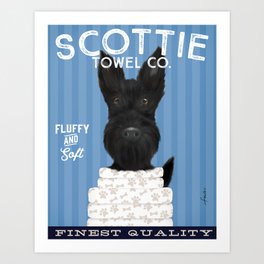 Scottie scottish terrier towel dog art Art Print