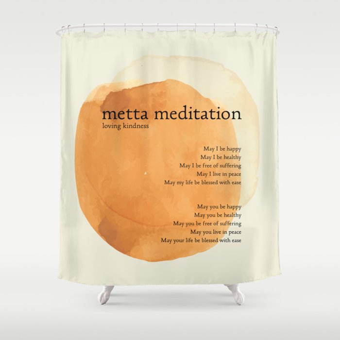 Metta Meditation Orange Loving Kindness Shower Curtain