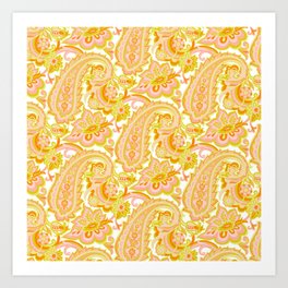 Vintage Paisley-yellow palette Art Print
