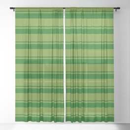 [ Thumbnail: Dark Green & Green Colored Pattern of Stripes Sheer Curtain ]