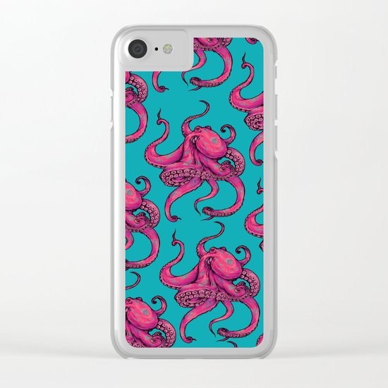 Octopus Pattern Clear iPhone Case