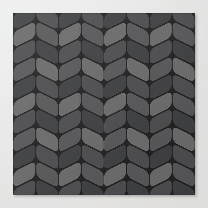 Vintage Diagonal Rectangles Black Dark Gray Canvas Print